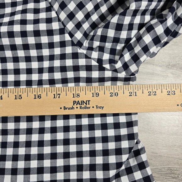 Victoria Beckham Top/Blouse Sz M Gingham Plaid Black and White Peplum Preppy - Picture 4 of 8